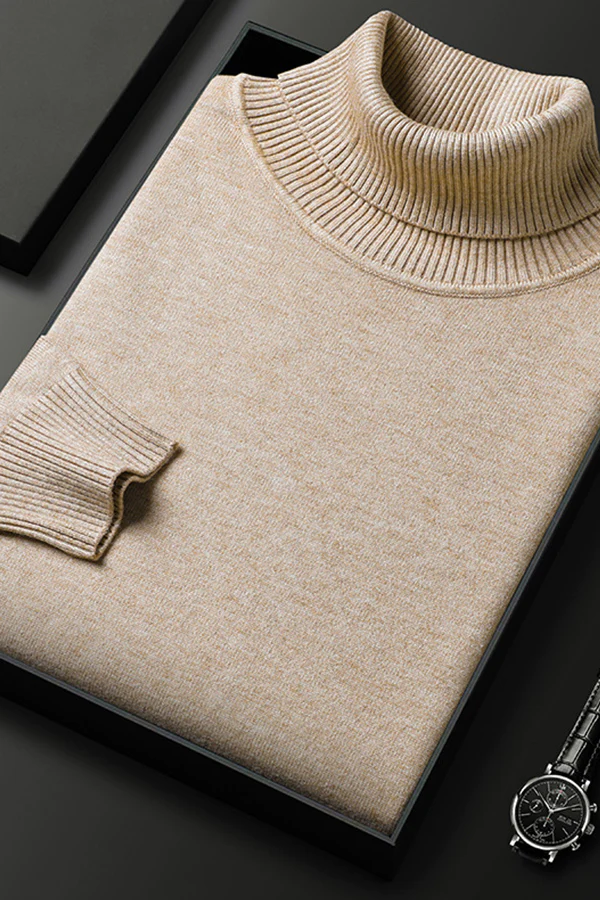 Men's Solid Color Turtleneck Sweater