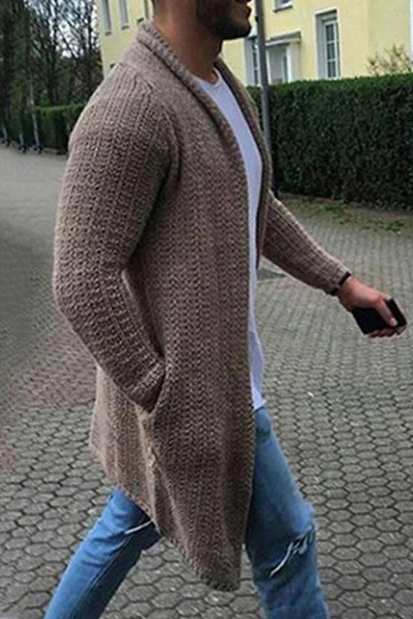 Men's Sweater Long-sleeved Cardigan Solid Color Sweater