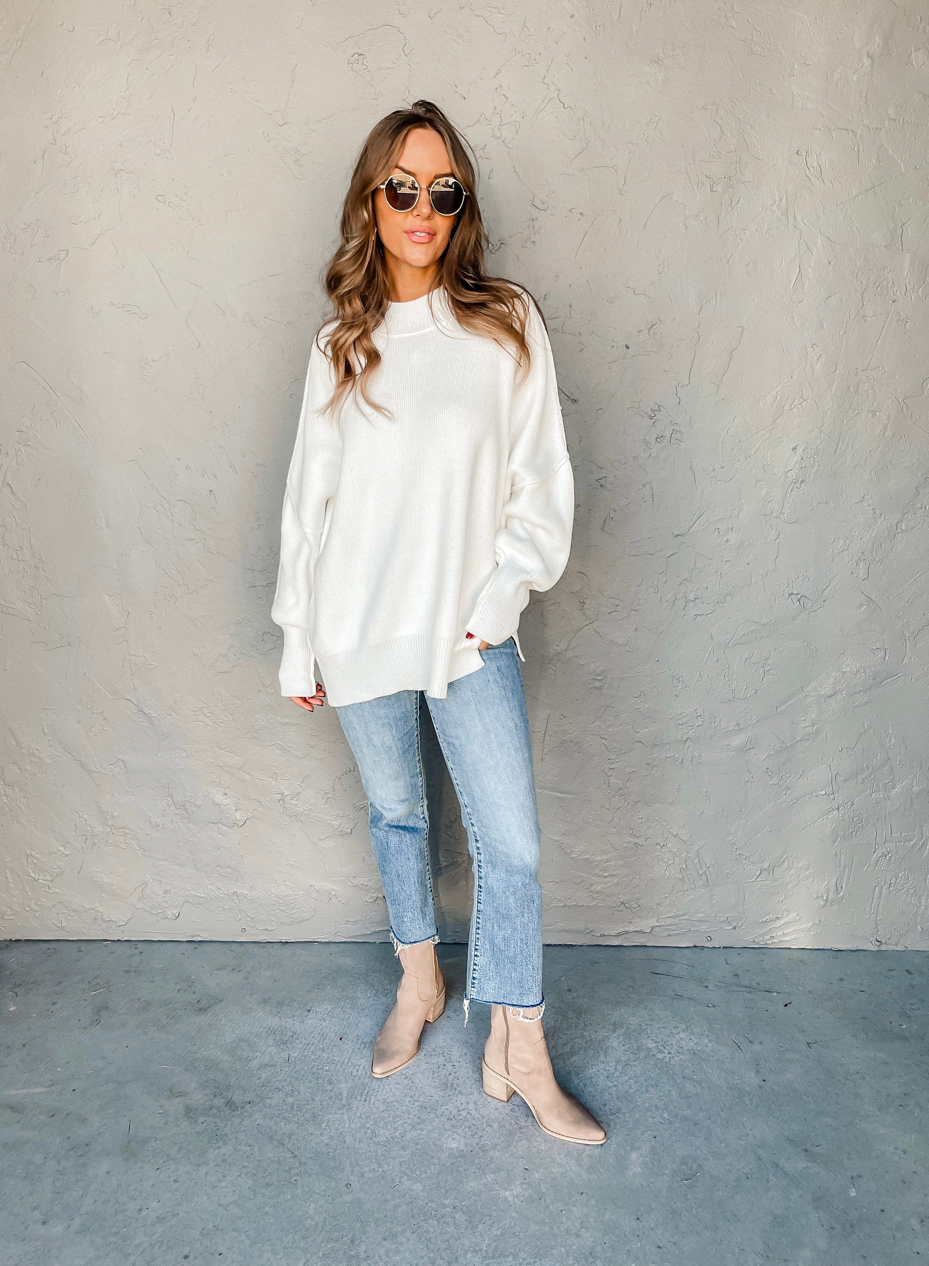 Cozy And Kind Oversized Sweater-White