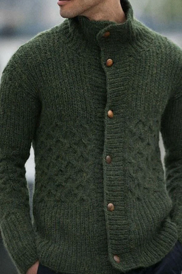 Men's Long Sleeve Turtleneck Cardigan