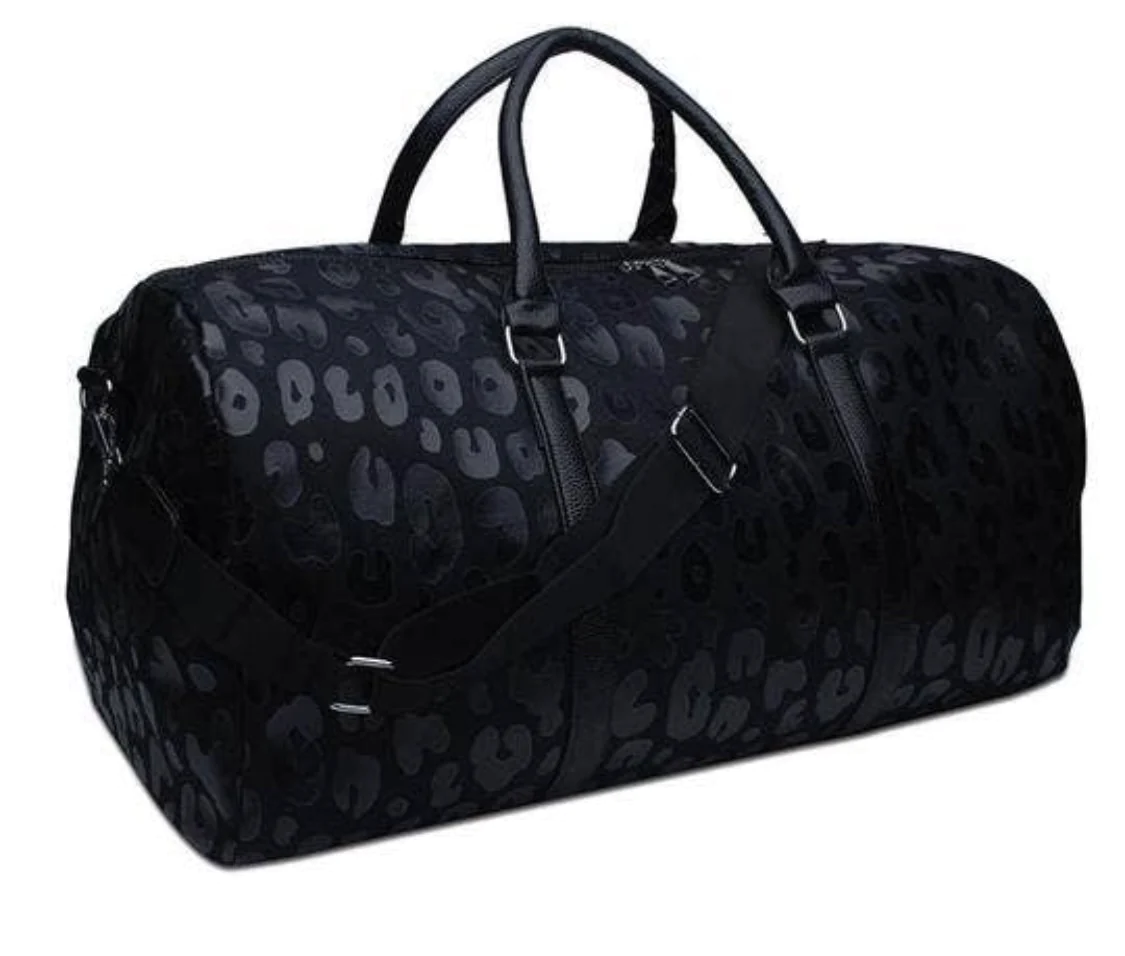 Black leopard getaway bag