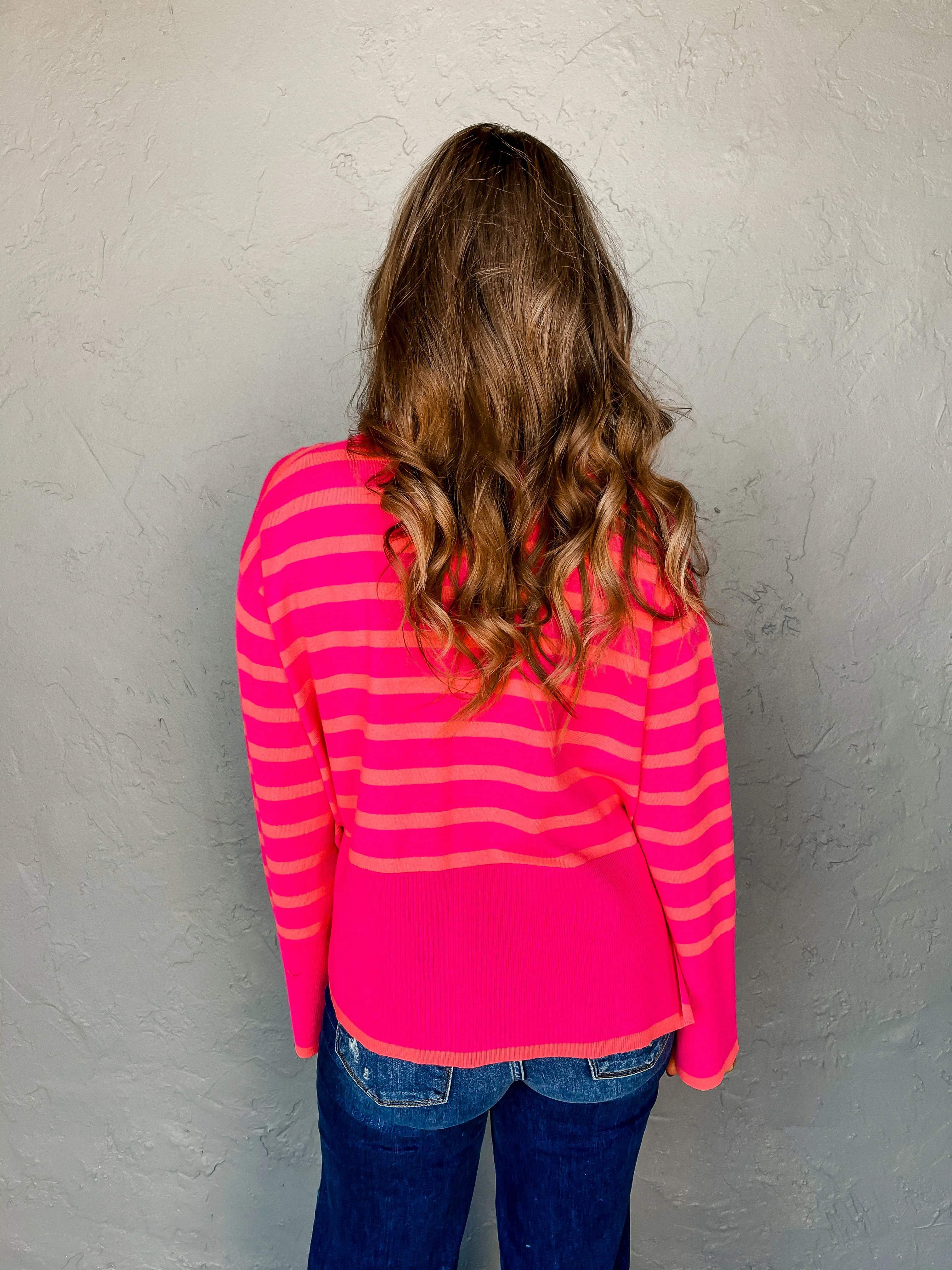 Stripe Along Crew Neck Sweater