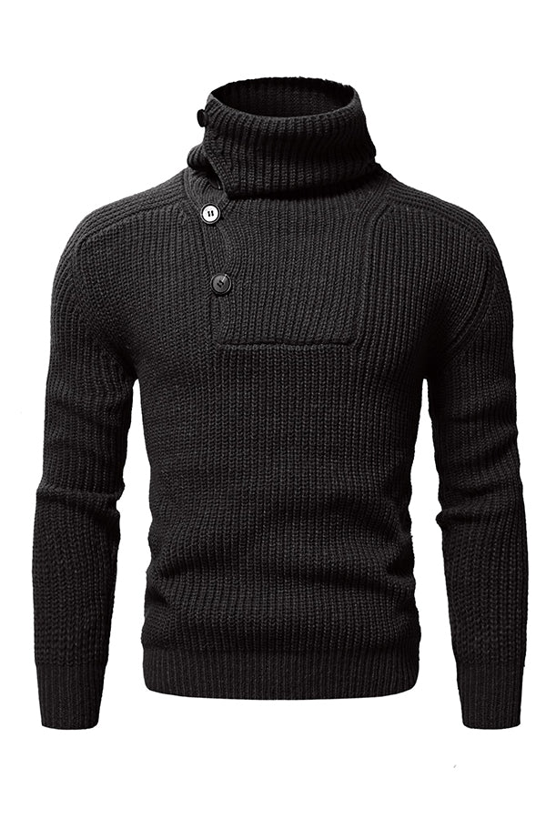 Men Turtleneck Button Front Sweater