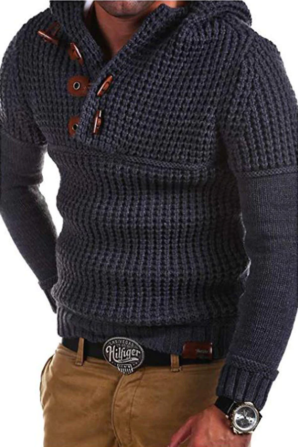 Men's Hooded Sweater Long-sleeved Knit Sweater
