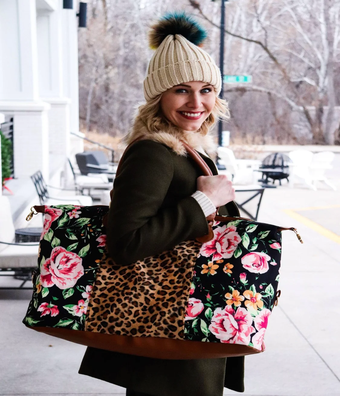 Floral Cheetah Weekender Bag