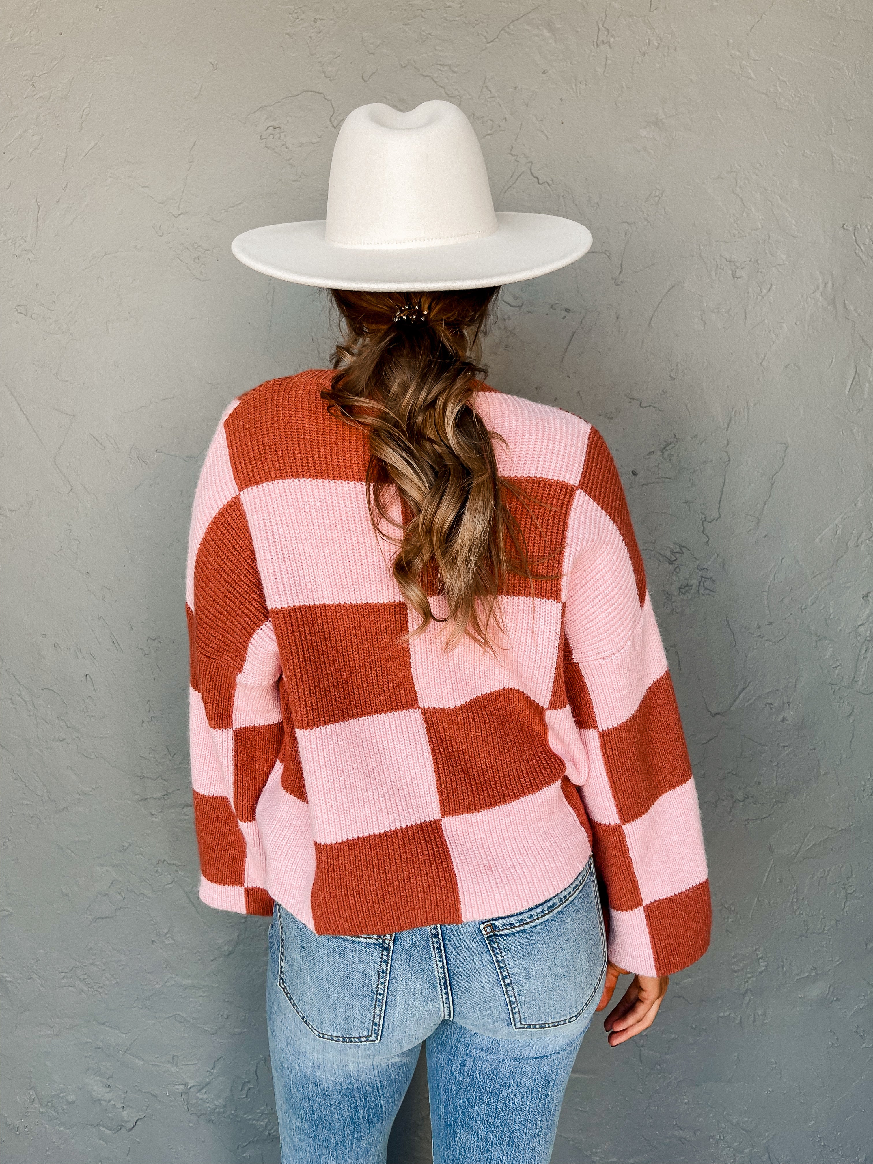 Best Match Checkered Oversized Sweater