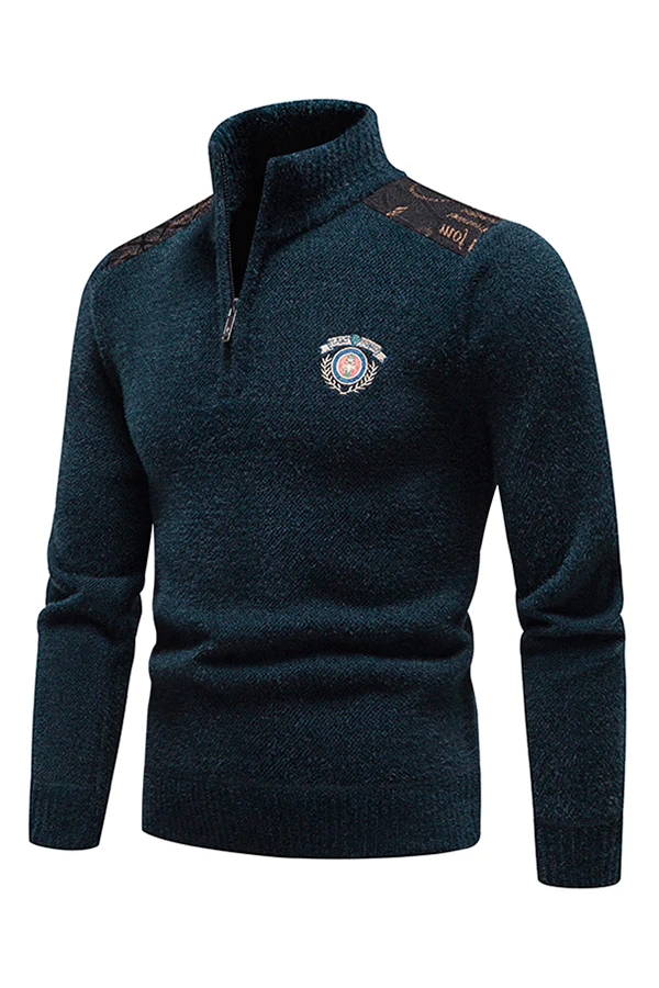 Men's Slim Stand Collar Pullover Sweater