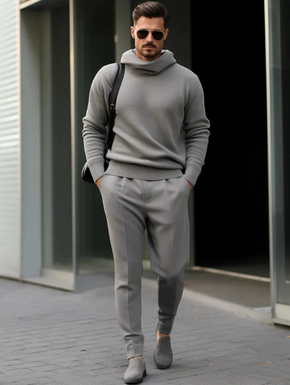 Winter Men's Scarf Collar Luxury Thick Sweater