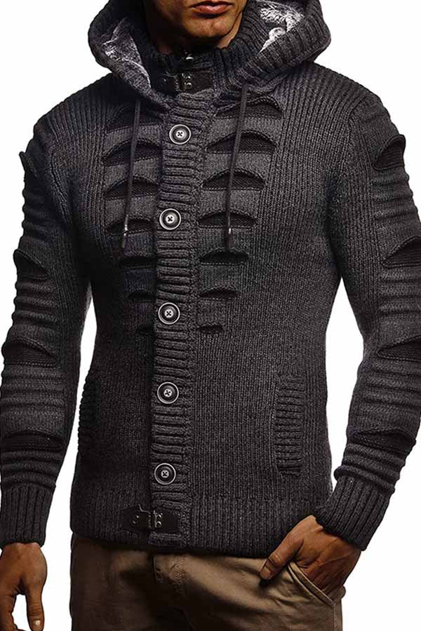 Men's Hooded Knit Cardigan Jacket
