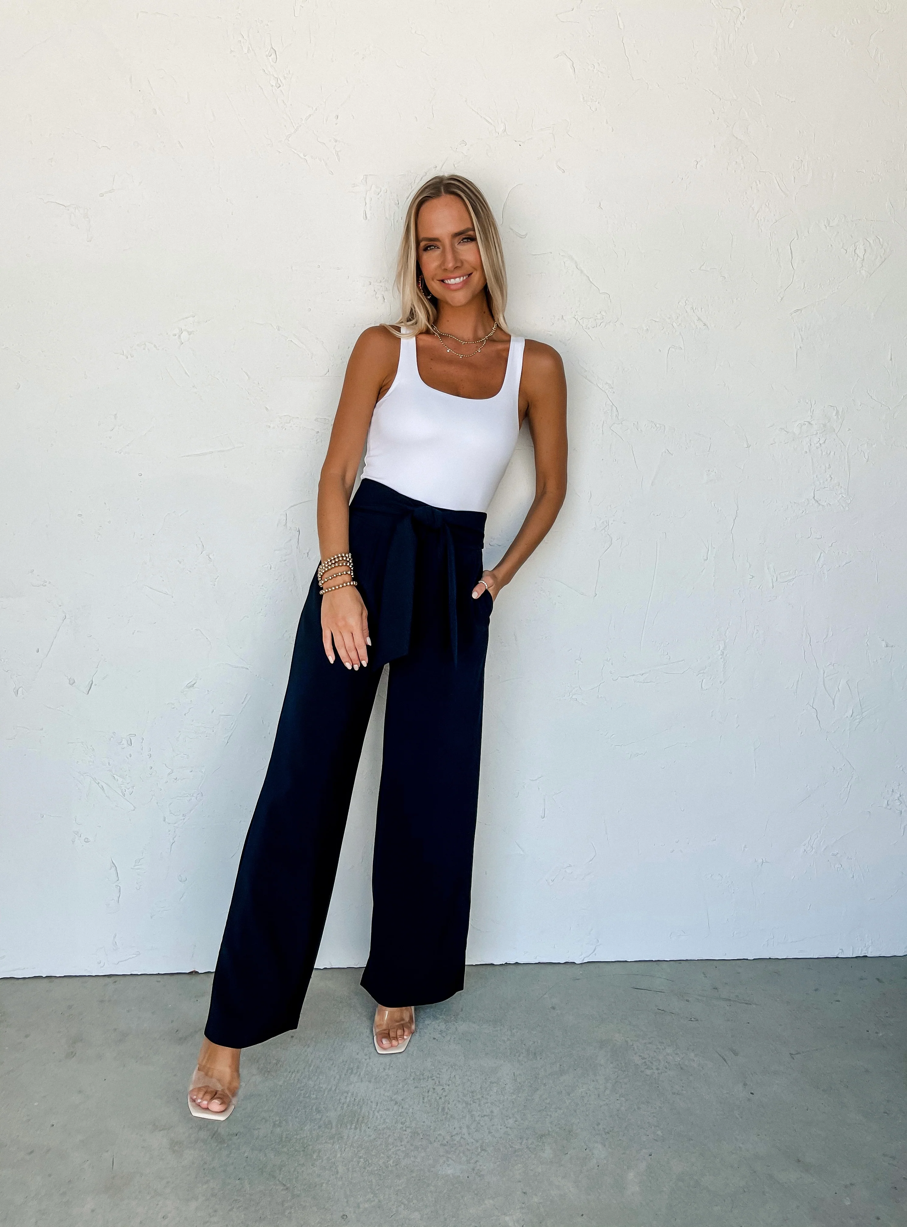 Loft Waist Tie Wide Leg Pants
