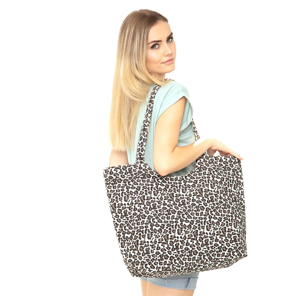 Leopard Print Canvas Tote Bags