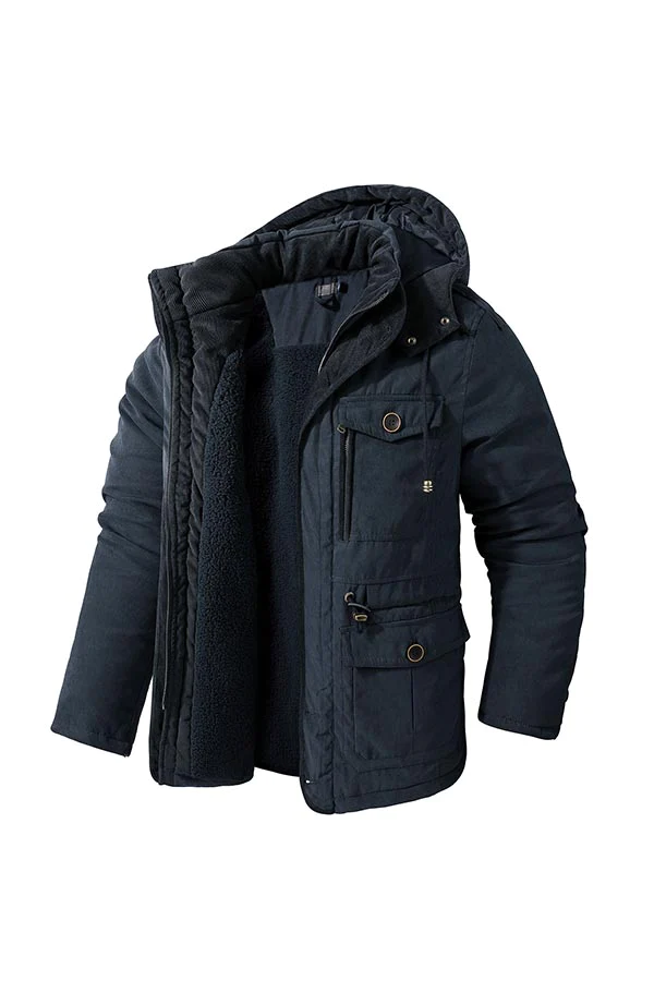 multi-pocket hooded cotton jacket