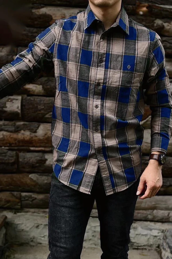 Check men's casual shirt