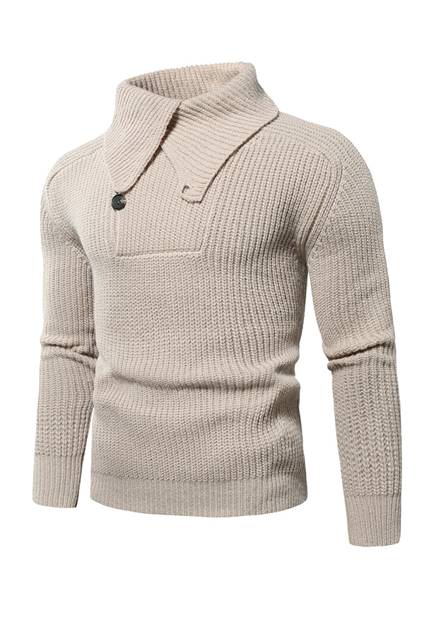 Men Turtleneck Button Front Sweater