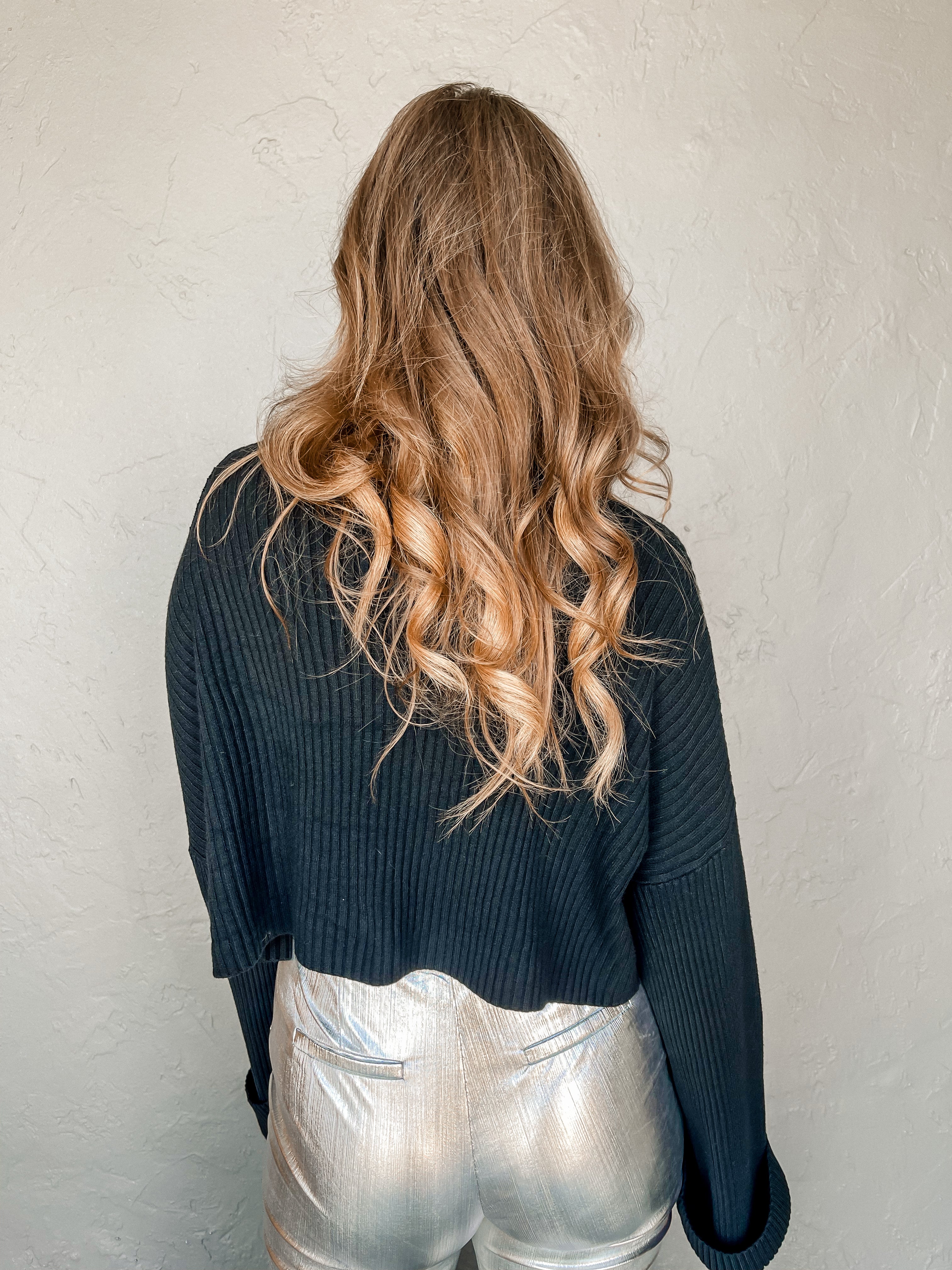 Timeless Ribbed Mock Neck Sweater-Black