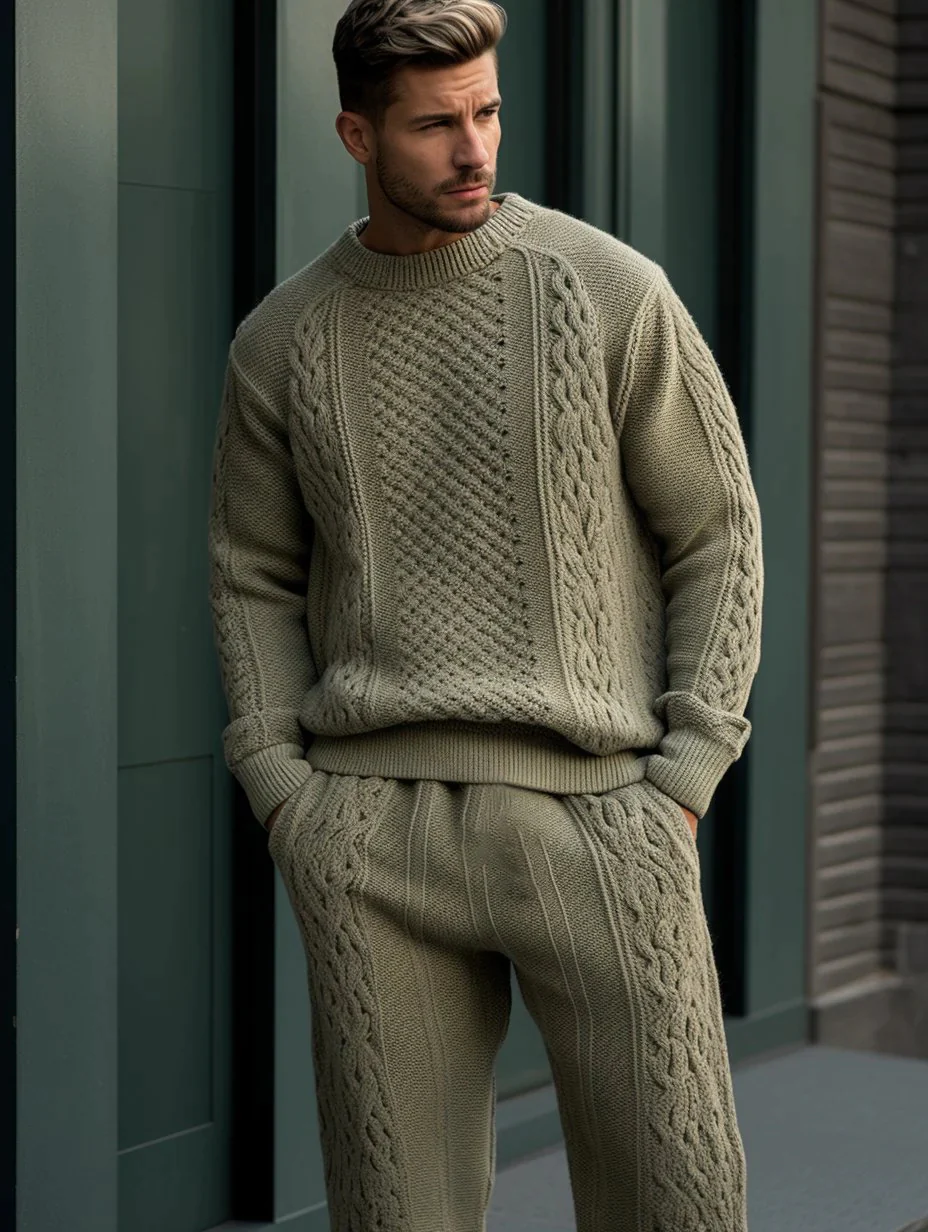 Winter Men's Green Thick Knitted