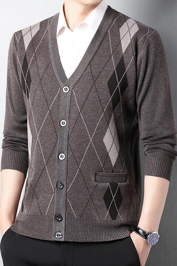 Check casual knit sweater