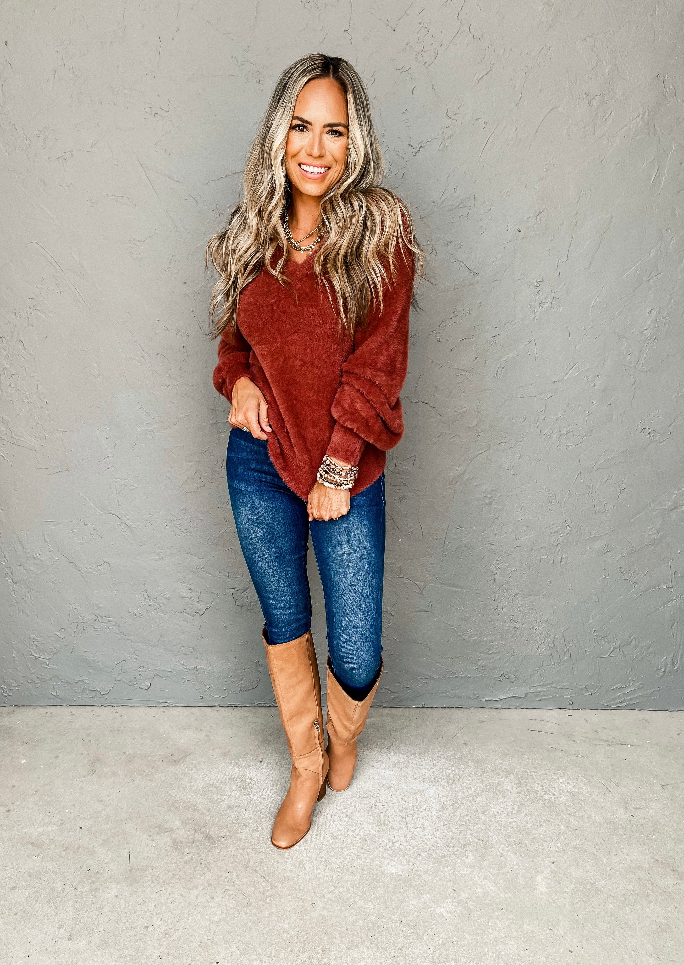 [Dear John] Valli Plush Sweater-Withered Rose