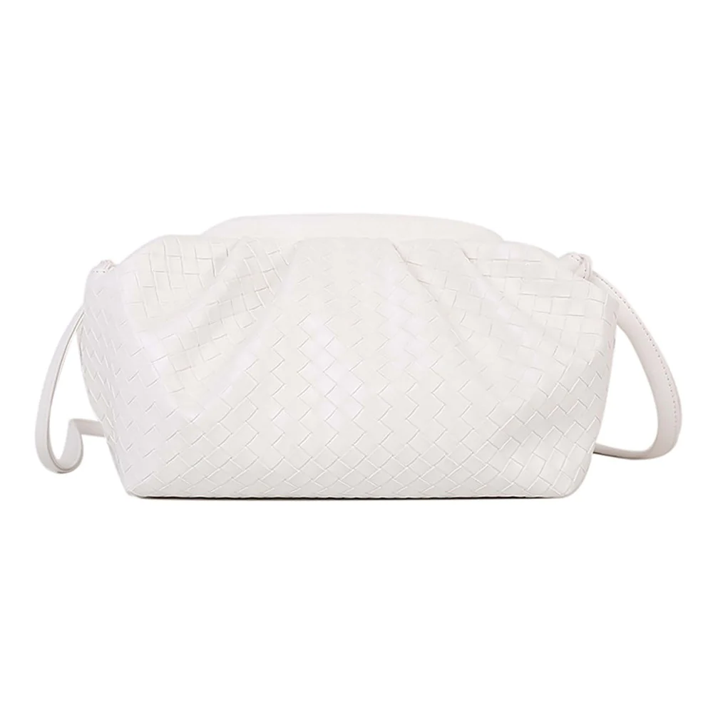 Faux Leather Woven Clutch With Removable Straps