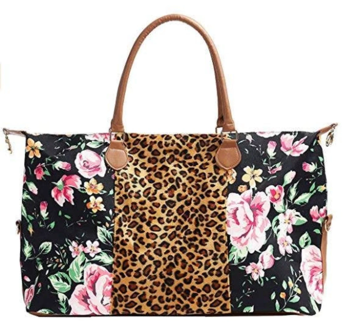 Floral Cheetah Weekender Bag