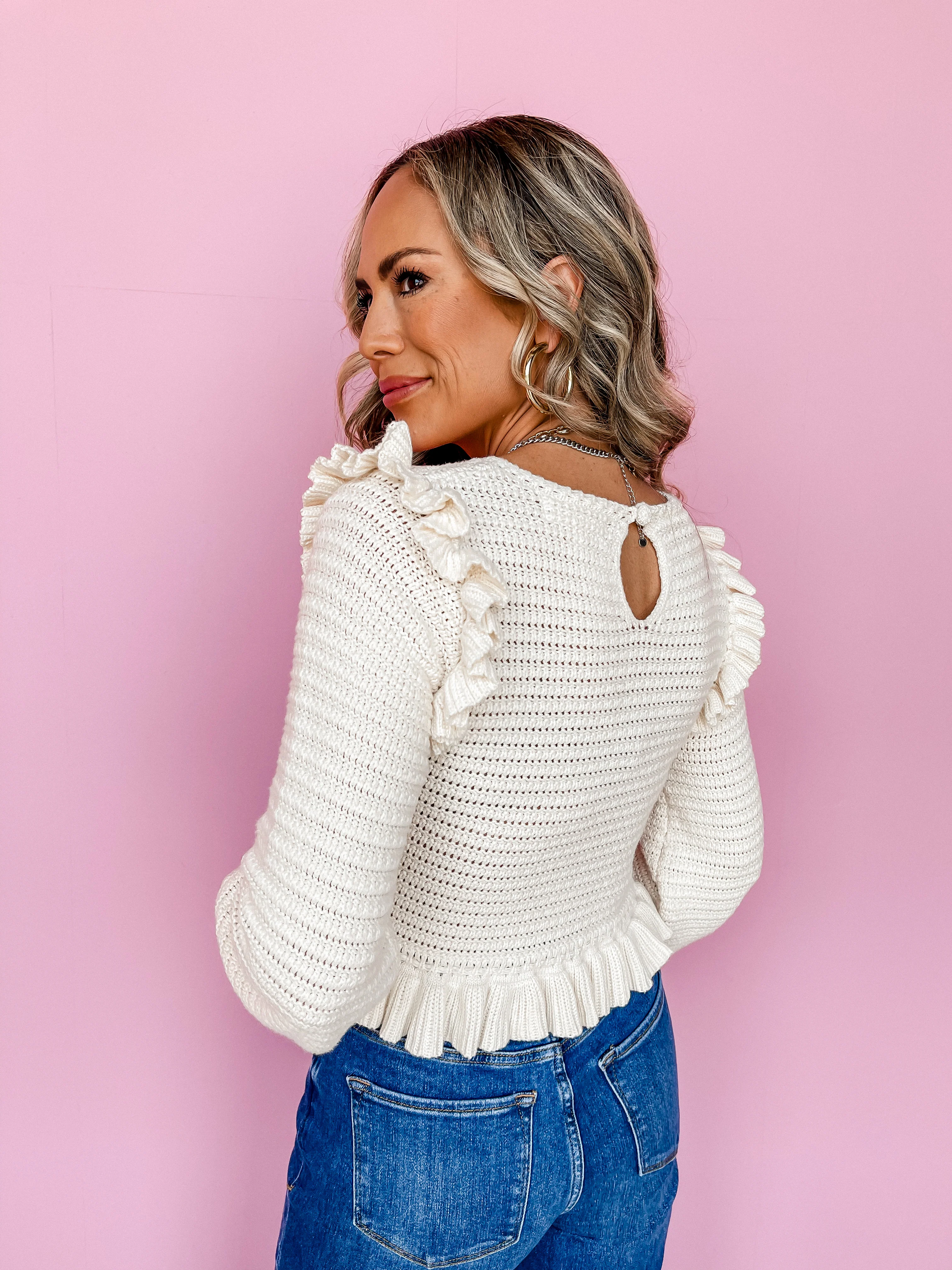 In Harmony Ruffle Crochet Sweater