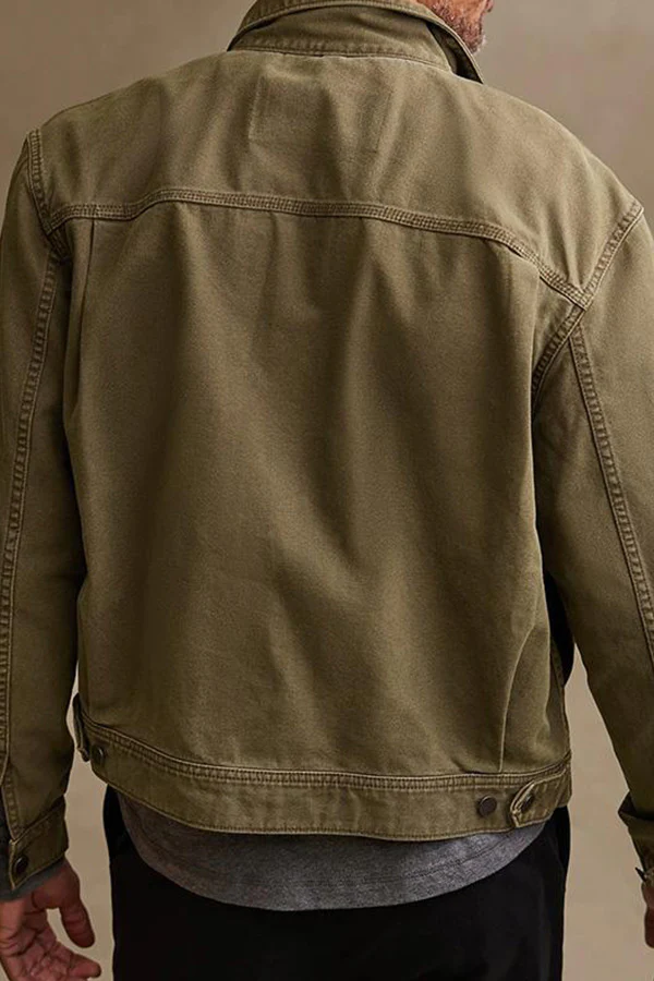 MEN'S VINTAGE CLASSIC LAPEL SINGLE BREASTED LONG SLEEVE DENIM JACKET