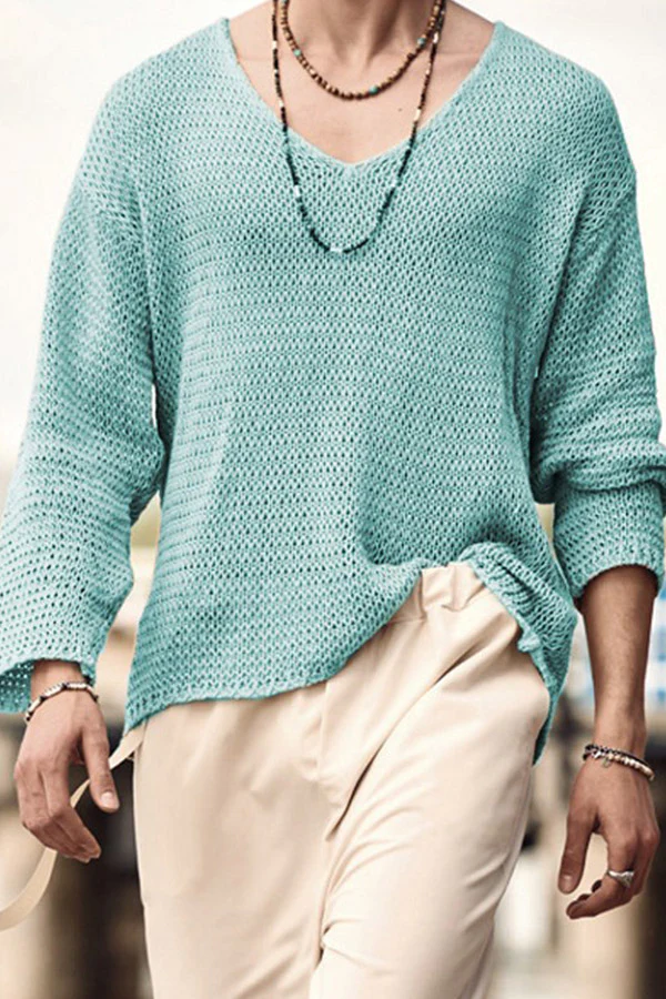 V neck casual men's sweater