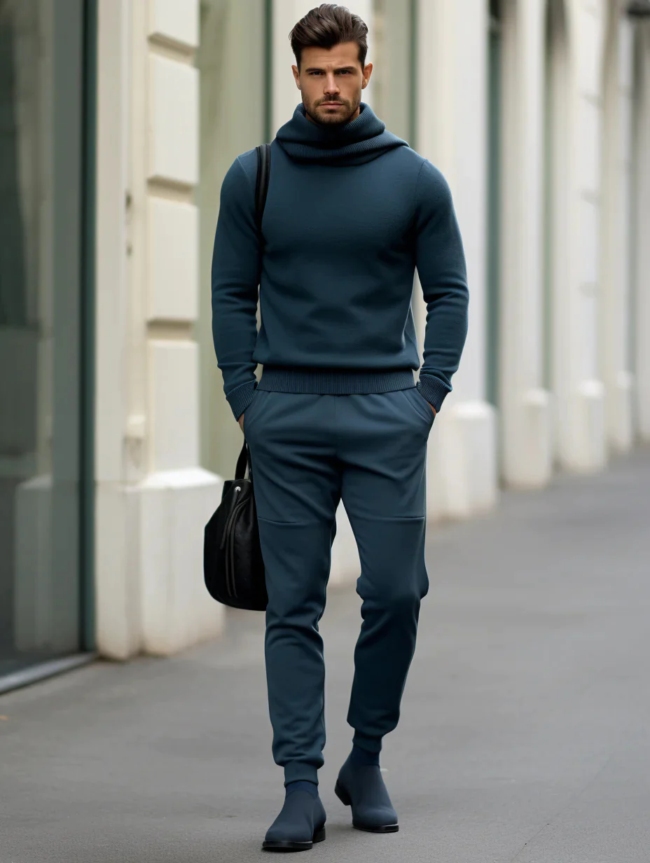 Winter Men's Scarf Collar Luxury Thick Sweater