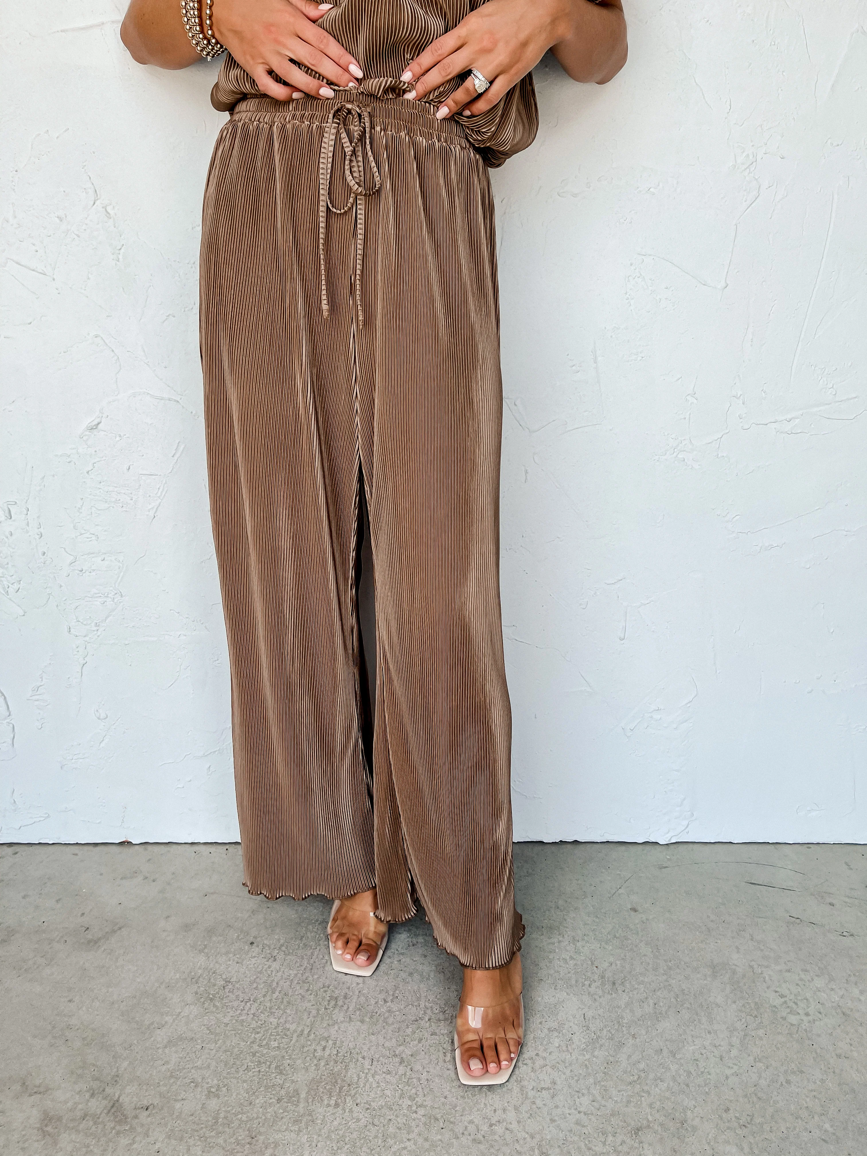 Be The Best Pleated Satin Wide Leg Pants