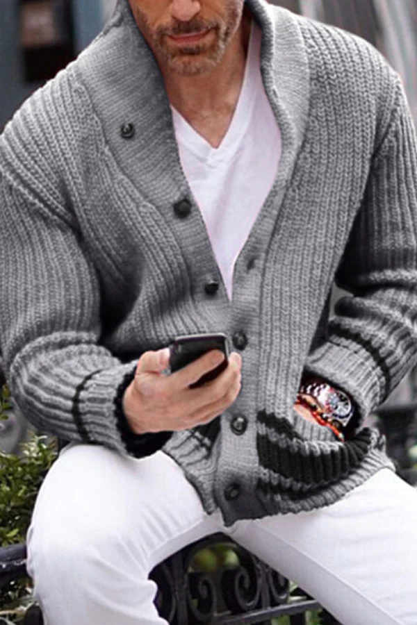Men's Leisure Comfort Half-high Collar Sweater Button Jacket