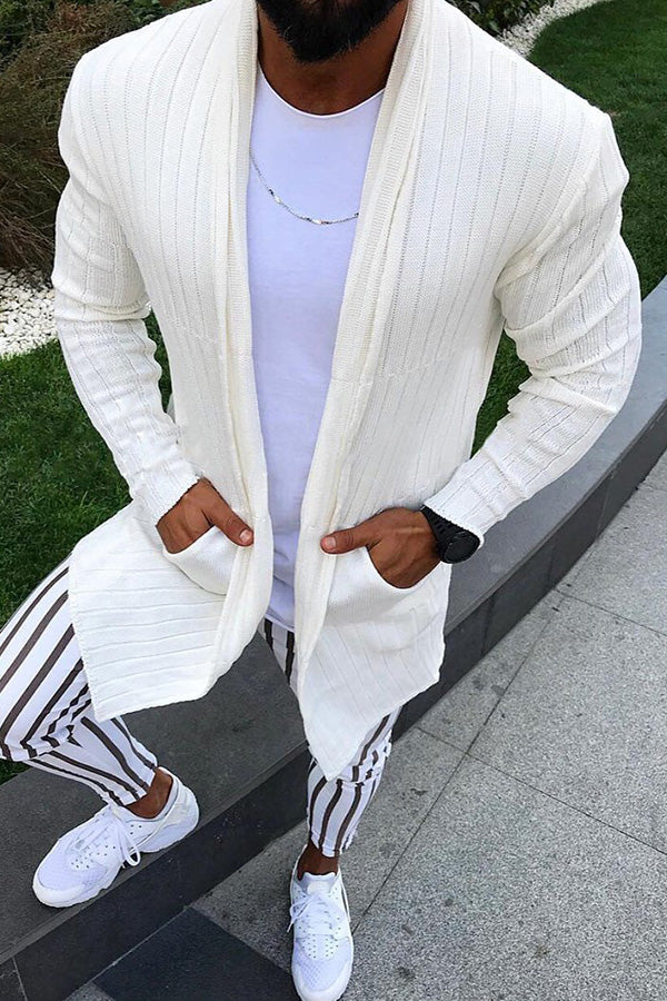 Men's Long-sleeved Cardigan Lapel Sweater Top
