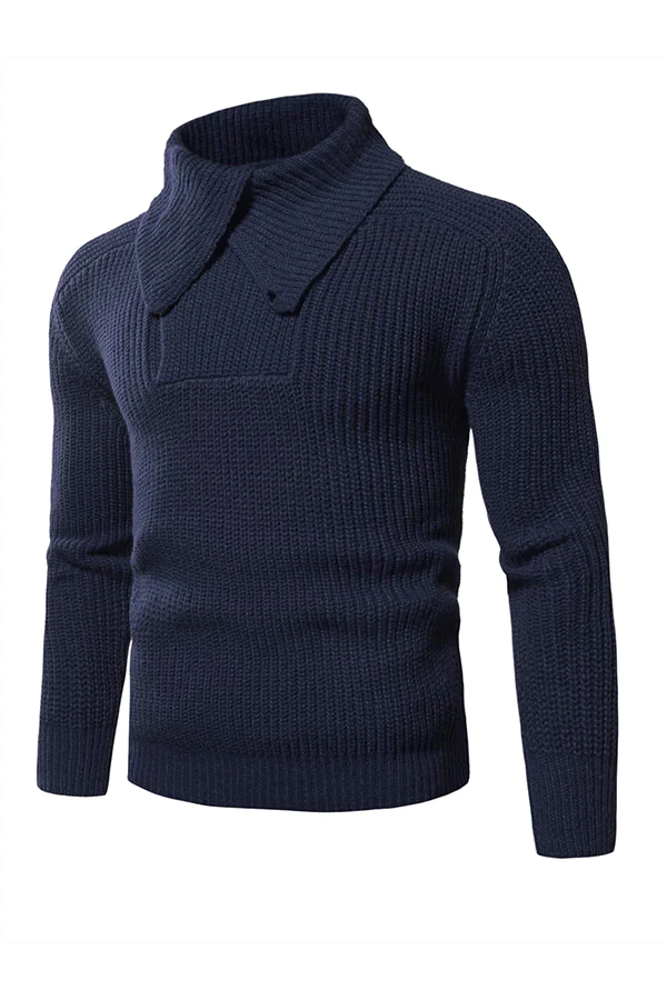Men Turtleneck Button Front Sweater