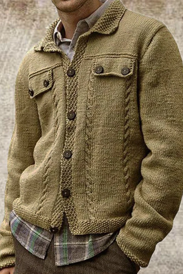 Long-sleeved Lapel Single-breasted Sweater