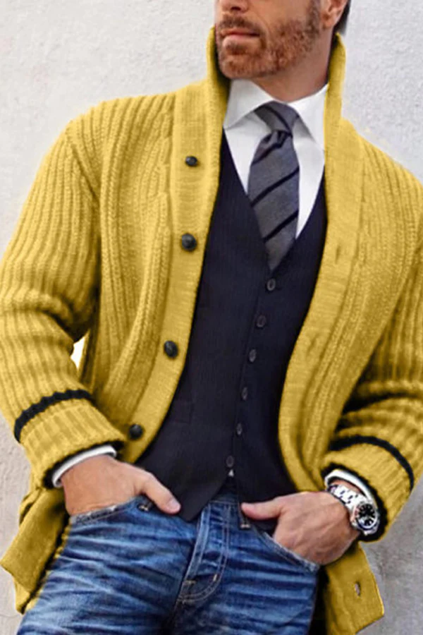 Men's Leisure Comfort Half-high Collar Sweater Button Jacket