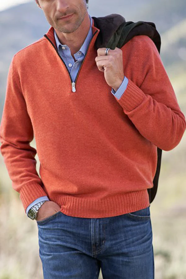 MARCO CASHMERE QUARTER ZIP SWEATER