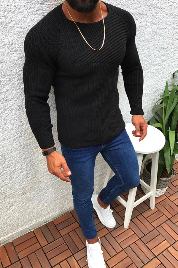 Men's Length Sleeve Round Neck Sweater