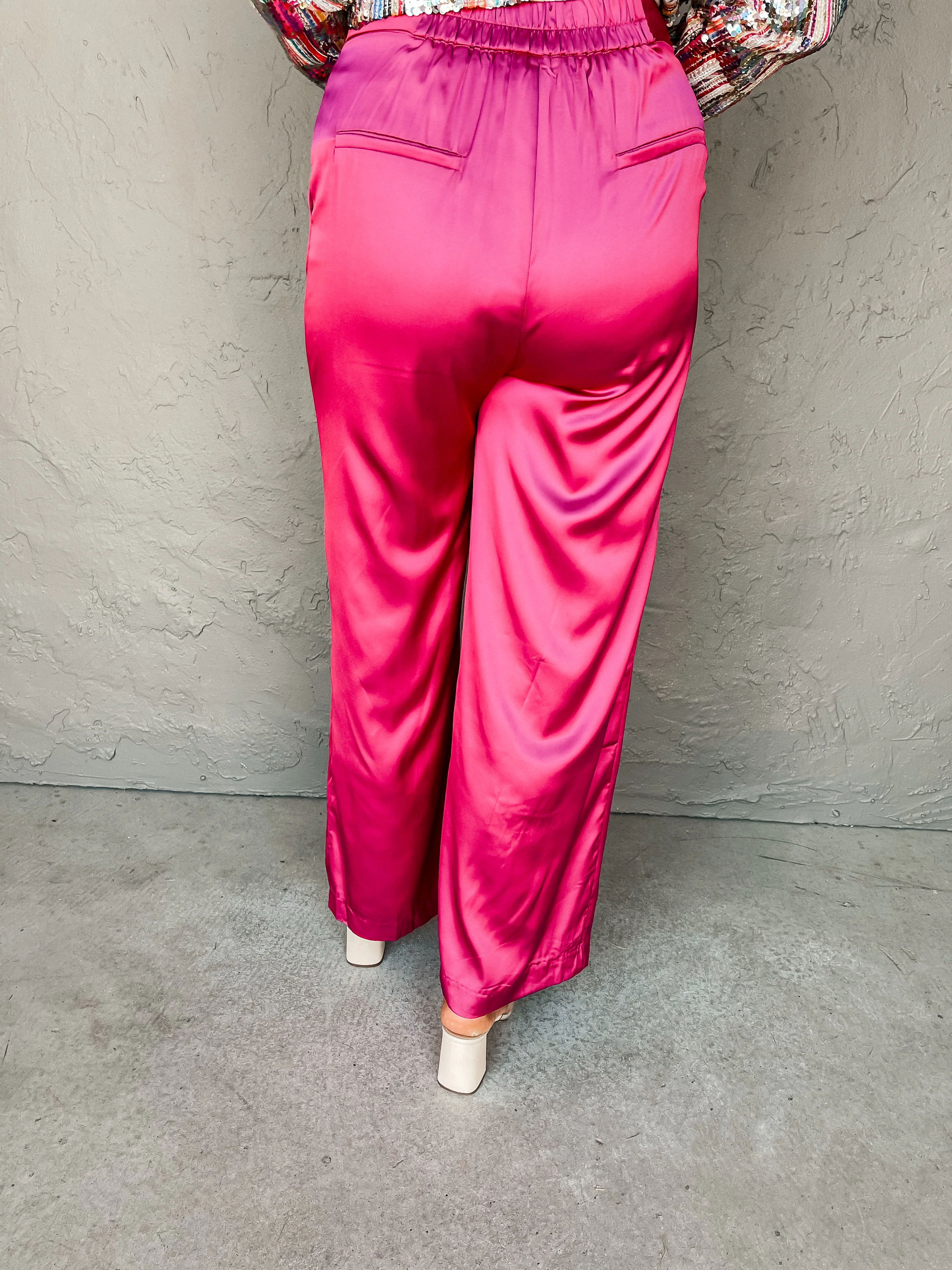 Move Over Satin Wide Leg Pants