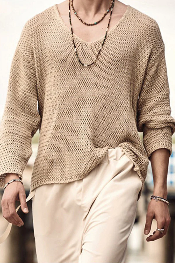 V neck casual men's sweater