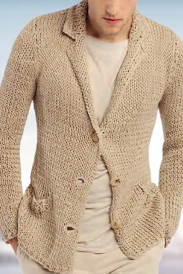 fashionable suit collar cardigan sweater