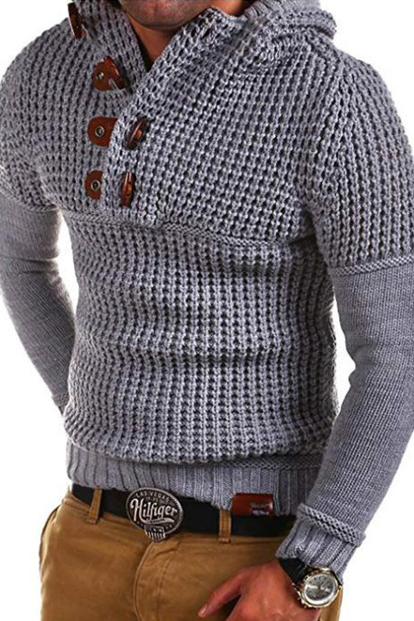 Men's Hooded Sweater Long-sleeved Knit Sweater