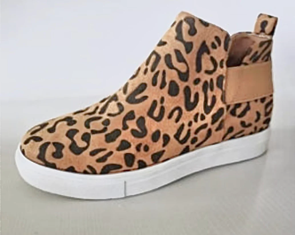 Leopard printed high-top Slip On Ankle Boots