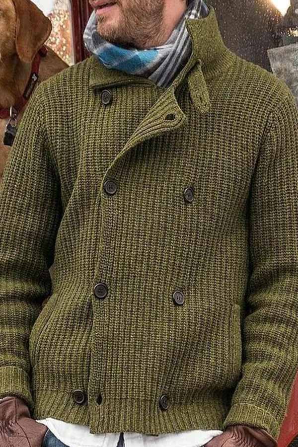 Men's Stand-up Collar Double Breasted Jacket