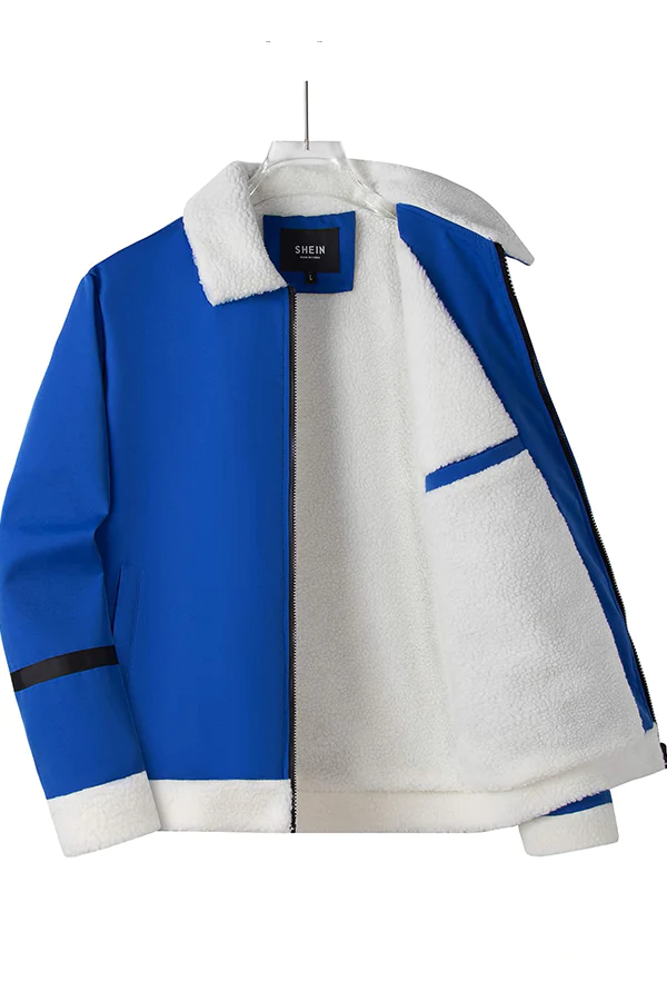 Men Teddy Lined Zipper Coat