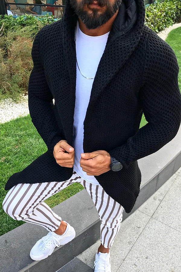 Men's Long-sleeved Cardigan Hooded Knit Sweater
