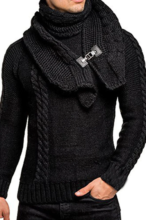 Men's Sweater Neck Slim Pullover Knit Sweater