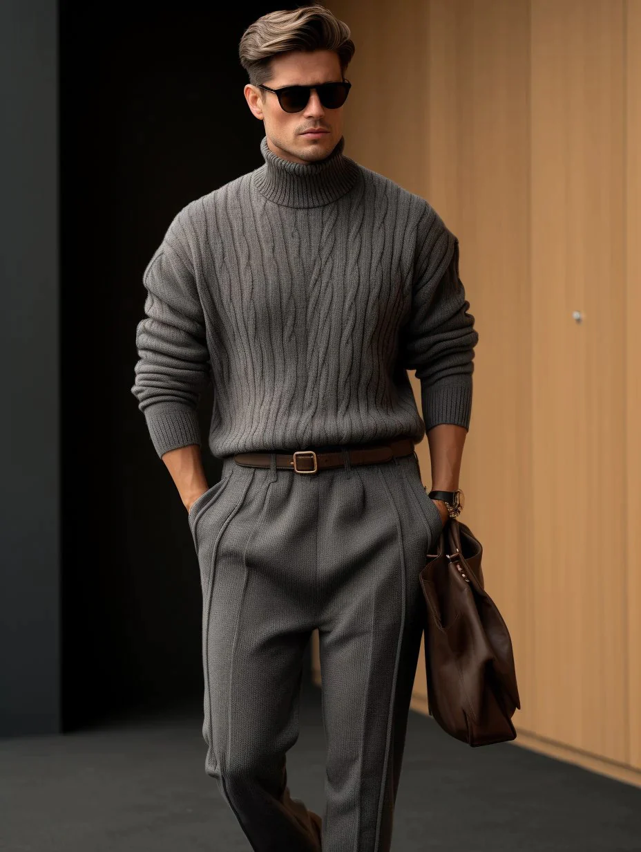 Men's Darker Gray Knitted Sweater
