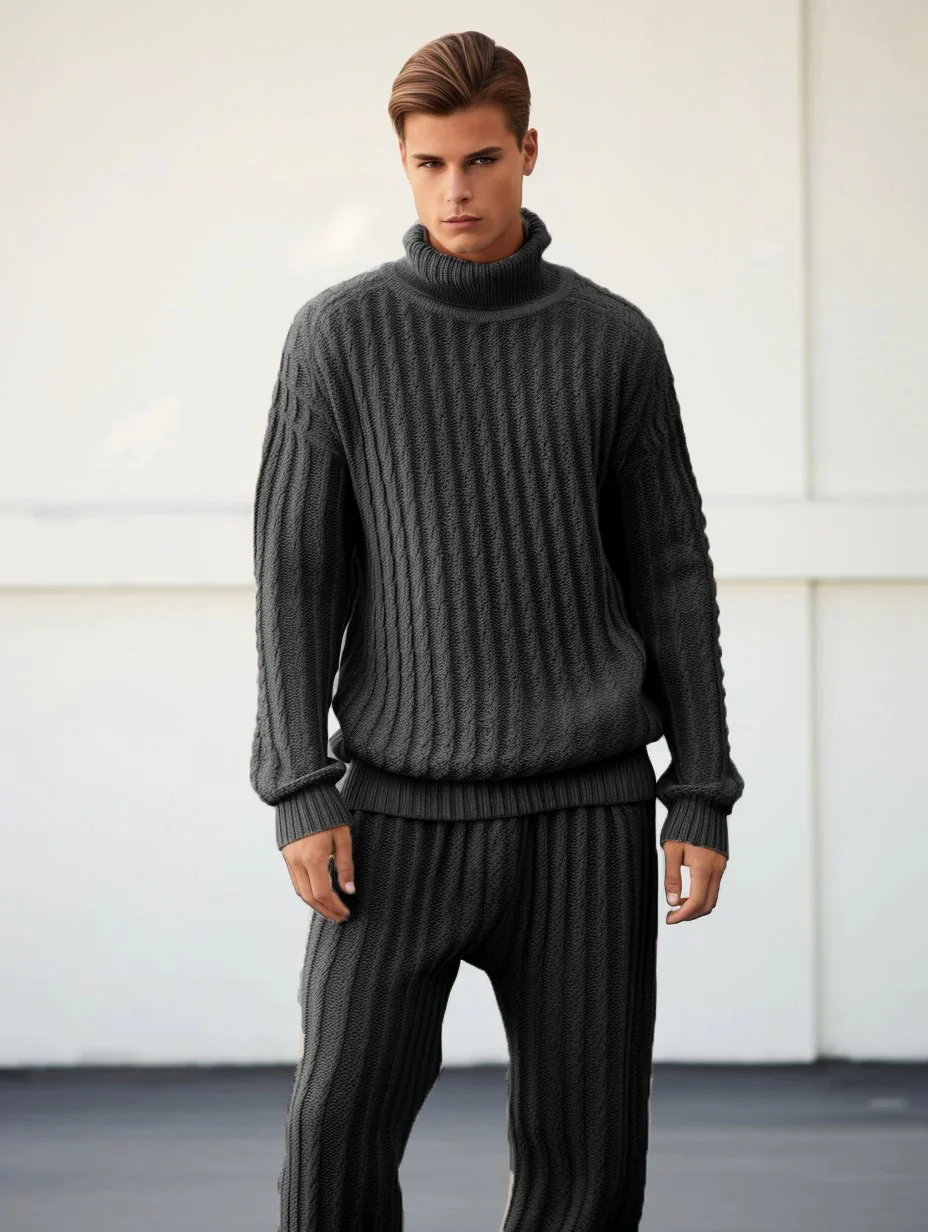 Men's Black Oversized Thick Knitted