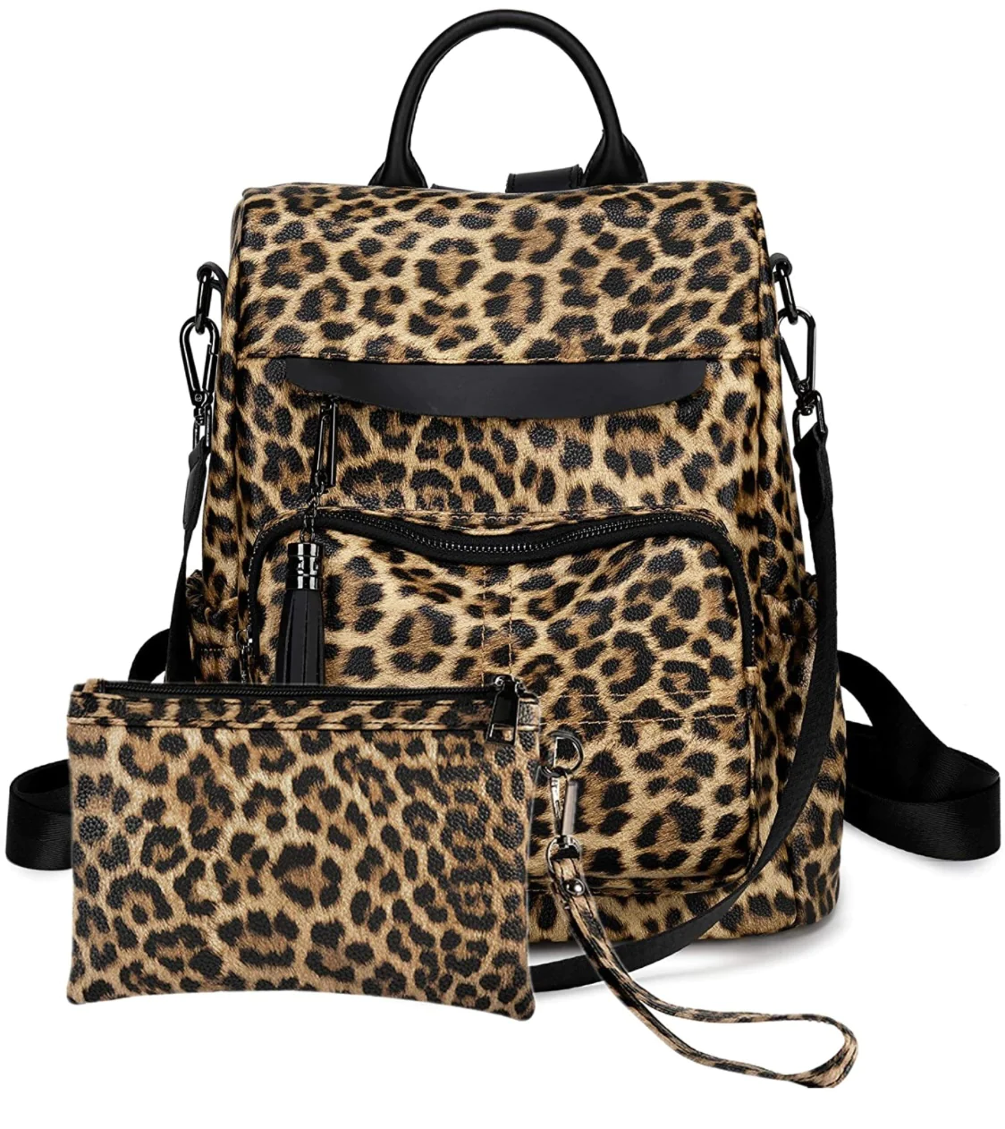 Large Leopard Backpack With Pouch