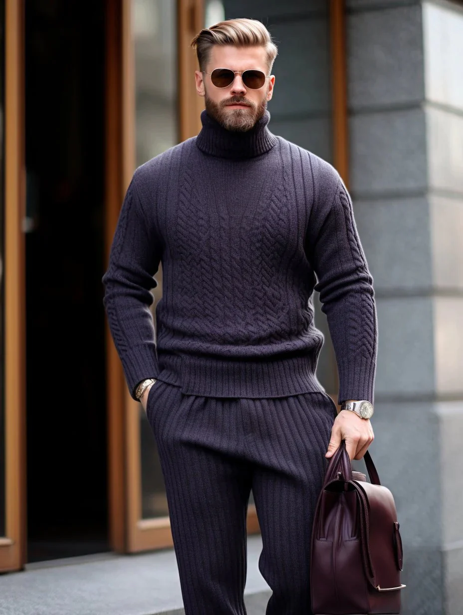 Winter Men's Purple Luxury Thick Knitted