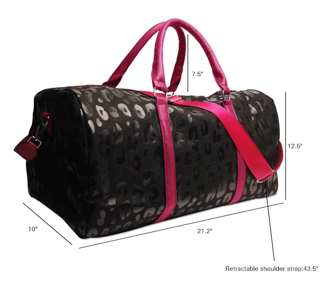 Black leopard getaway bag